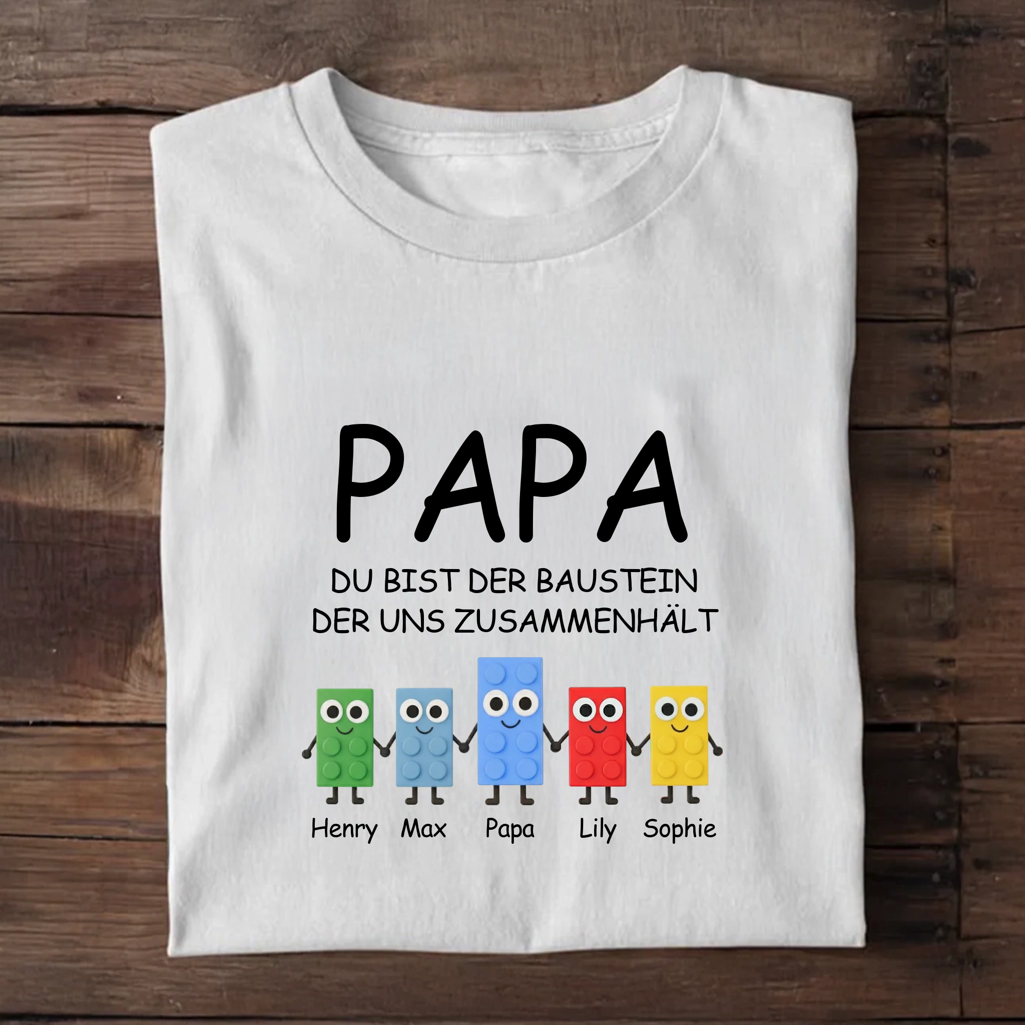 Personalisiertes Papa Baustein T-Shirt